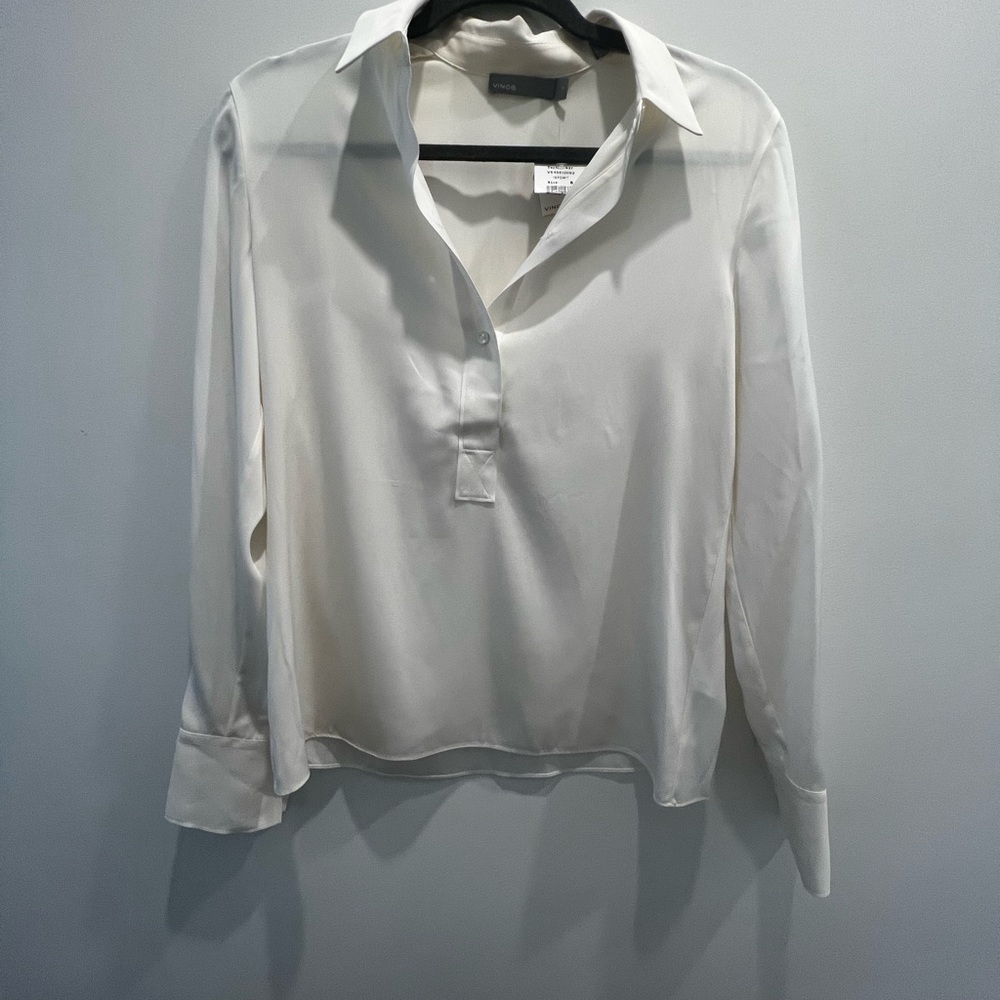 VINCE silk button up pull over collar shirt - Brand New With Tags - Picture 3 of 3